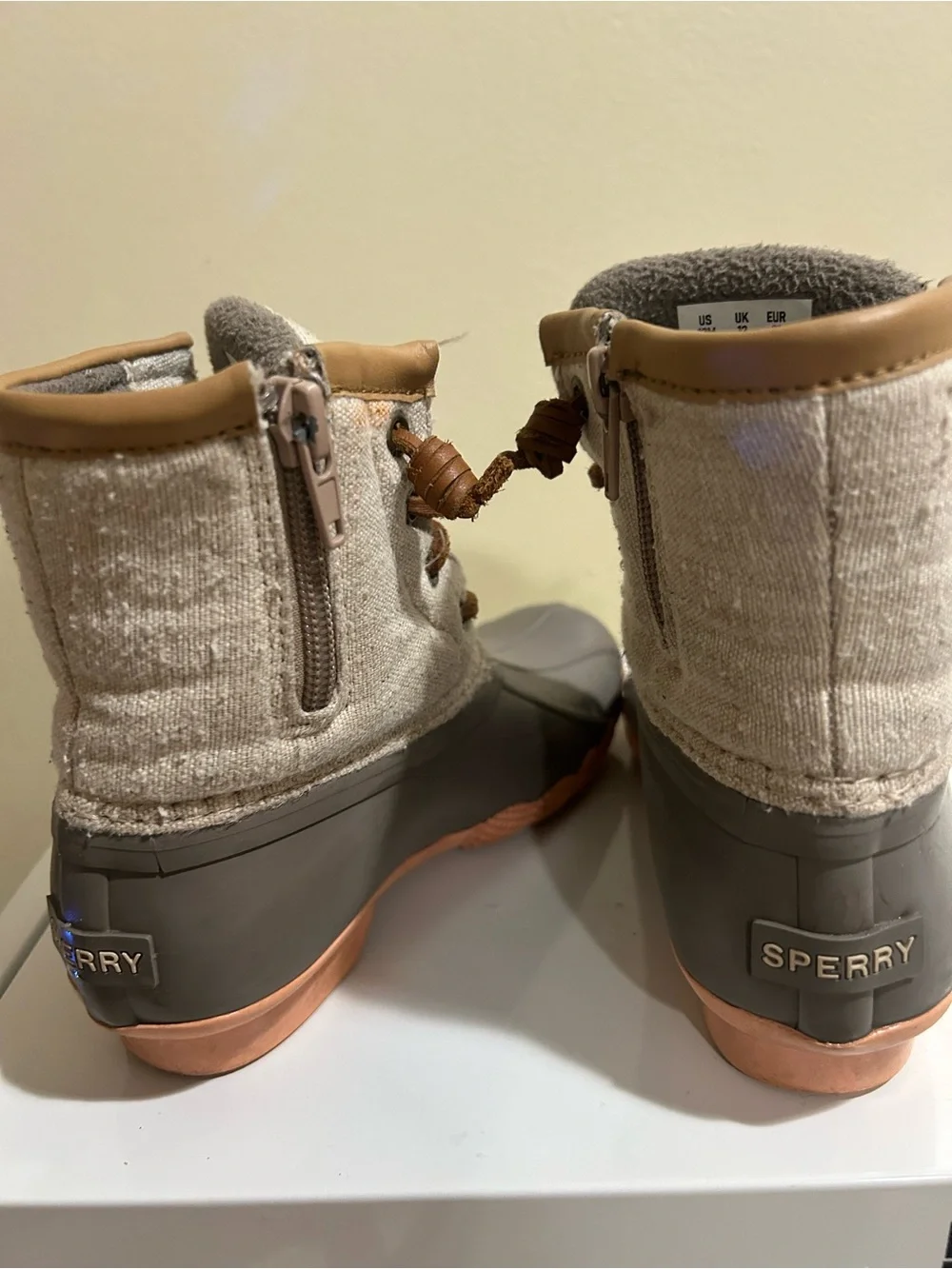 Sperry Kids Gray Rubber Duck Boots with Tan Trim